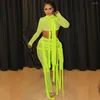 Women's Two Piece Pants Ribbon Mesh See Through Bodycon Sets For Women Sexy Clubwear Crop Top And Leggings Matching Birthday Outfits