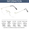 Gafas de sol Unisex Anti Blue-ray Metal Frameless Frame Gafas Ópticas Clásicas Ultraligeras Miopía Visión Gafas -1.0--4.0