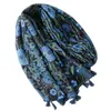 Sciarpe Stile nazionale vintage Stampa floreale blu scuro Sciarpa di seta Sciarpa calda in cotone e lino