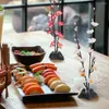 Dinnerware Sets 4 Pcs Artificial Mini Flower Statue Decor Sushi Table Decors Plants Realistics Aquatic Serving Plate Decoration