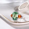Cluster Rings Vintage Oval Adjustable For Women Silver Color Tourmaline Unique Green Open Ring Wedding Party Jewelry Wife Gifts