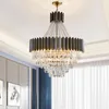 Kronleuchter LED Pendelleuchte Licht Kronleuchter Moderner Kristall Für Wohnzimmer Villa Luxus Dekoration Kreativer Schwarzer Edelstahl