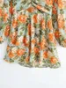 Robes décontractées femme doux Orange fleuri col en V robe courte 2023 printemps femme Chic taille haute imprimé Mini fleur plage