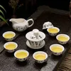 Bärbar keramisk te -utsättning kinesisk kung fu teaset tekanna resenare teaware med väska teaset gaiwan te koppar te ceremoni