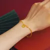Bangle 18k Real Gold Lucky Bell Shaped Heart Love Form Armband för kvinnor Brud Bröllopsengagemang Utsökta smycken gåvor