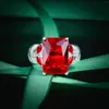 Cluster ringen echt 925 Sterling Silver Red Ruby edelstenen ring voor vrouwen Anillos de trouwringen Jewellry Bizuteria Anel Females