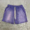 2023 off-desiger män shorts sommar mode strandbyxor hög kvalitet unisex rå hem dragkammare bomull vintage svett sol bleknade sten tvätt anpassad 3d pufftryck syra för