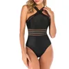 Menas de banho feminina adultos adultos com decote em videira sem mangas de maiôs de banho de banho para verão preto/m/l/xl