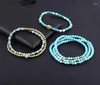 Strand Fashion 4mm Natural Stone Blue Turquoise Beaded CZ Pave Ball Charm Bracciale elastico per regalo di gioielli da donna