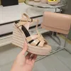 Leather fashion women's high heel sandals summer designer waterproof table thin strap combination banquet shoes high-quality runway heel height 14CM with box