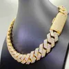 GRA Certificated VVS Moisanite 20 mm Pure Sterling Silver Collier Chaînes Iced Out Cuban Link Chain ZF91