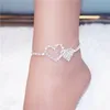 Érotique Sexy vente chaude amour chaud cheville personnalisé mode paillettes diamant en forme de coeur pied bijoux cheville
