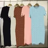 Letter Women Dress Summer See Through Short Sleeve Mid Dress INS Streetstyle Charm Round Neck Dresses