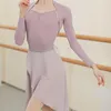 Scene Wear Wine Red Chiffon Ballet Dance Kjol Kvinnor Bolv Tutu Practice Cloths Modern Costume Fairy JL5466