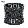 Armbänder Yacq Multilayer Stretch Manschette Armband Frauen Kristall Hochzeit Braut Party Mode Schmuck Geschenk B11 Silber Gold Schwarz Dropshipping