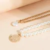 Chains DQQ Punk Imitation Pearl Chain Necklace Human Head Coin Pendant Street Jewelry Fashion Multi-layer Metal