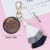 Bomull Tassel Pendant Nyckelkedjor med mamma Wood Women Boho Nyckelhållare Keyring Macrame Bag Charm Car Hanging Jewelry Gift