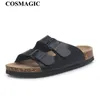 Тапочки Cosmagic Summer Beach Cork Slippers Случайные двойные пряжки. Не скользящие засоры скользят женщинами на шлейф-флопе 230520