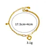 Bangle 18k Real Gold Lucky Bell Shaped Heart Love Form Armband för kvinnor Brud Bröllopsengagemang Utsökta smycken gåvor