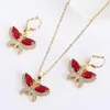 Necklace Earrings Set 6 Colors Crystal Butterfly CZ Material Romantic Jewelry Earring For Women Wedding Dinner Dress Accessories