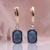 Brincos de luxo colorido de cristal roxo de luxo gemas de zircão noivado de casamento azul de casamento feminino jóias presente