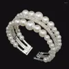 Bracelet élégant à la mode femmes/filles argent plaqué perle strass manchette Bracelets cristal Bracelets bijoux cadeau