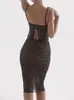 Tvådelad klänning Chronstyle Lace See Through 2 Outfits Sleeveless Strap Backless Split Camis High midje kjolar Summer Clubwear 2023 230520