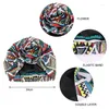 Etniska kläder Floral Tryckt afrikansk huvud Wraps Elegant Flower Women's Turban Cap med satinfodrad muslimsk hijab -turbans