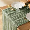 Masa Runner Semisheer Vintage Cheesecloth Gezgül Ayar Ayar Düğün Yemek Partisi Noel Ziyafetler Kemerler Kek Sözleşmesi 230520