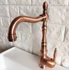 Robinets De Cuisine Antique Cuivre Rouge Laiton Lavabo Lavabo Robinet Mitigeur Bec Pivotant Mitigeur Un Trou Pont Monté Mnf423