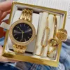 Lüks 3 Set Kadın Saatler Bilezikler En İyi Marka Gül Altın Kollwatches Lady Tasarımcı Elmas İzle Kadınlar İçin Noel Doğum Günü Hediyeleri Hediye Kutusu Montre De Luxe