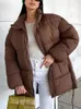 Gabardina PUWD para mujer, chaqueta de algodón con cordón de longitud media y cuello redondo para mujer, Parka Vintage holgada con cremallera de gran tamaño para invierno 2023