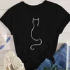 Oversized Women T Shirt Brand Lady Summer Fashion T-shirt Tees Female Korean Short Sleeve Cartoon Print Graphic Clothes Tops Cute Cat Animal