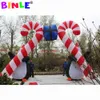 6m 20ftW large outdoor gift shaped christmas inflatable arch ornament penguin candy cane archway for Xmas holiday decoration