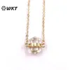 Necklaces WTN1379 WKT Small Natural Stone Necklace Pink Quartz Amethysts Yellow Citrine Crystal Quartz Pendant Friend Necklace Jewelry