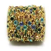 Цепи 6-7-мм многоцветный стеклянный стеклянный грань Плоские круглые шарики монета розарий золотой цвето
