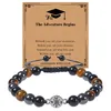 Cadeau de graduation Bracelet en perles de pierre de cristal naturel Bracelet de boussole Fournitures de graduation scolaire