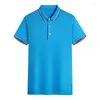 Men's Polos 2023 Lapel Men's Summer Polo Shirt Youth Color Matching Casual Short Sleeve T-shirt