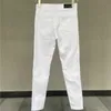 Projektant odzieży amires dżinsy dżinsowe spodnie amizy hole łata białe dżinsy męskie młodzież High Street Trend odchudzanie elastyczne spodnie nogi męskie męskie dżinsy 23