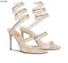 Sandaler R Caovilla Wedding Dress Sandal Women High Heels Skor Romantisk Lady Chandelier Naken Stiletto Sandaler Smycken Sandalier Ankel J0523