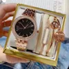 Lüks 3 Set Kadın Saatler Bilezikler En İyi Marka Gül Altın Kollwatches Lady Tasarımcı Elmas İzle Kadınlar İçin Noel Doğum Günü Hediyeleri Hediye Kutusu Montre De Luxe
