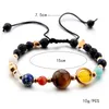 Strand Fashionable Universe Galaxy Nine Planets Natural Stone Elastic Bracelet Personalized Daily Matching Decoration Gift For Friend