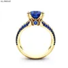 Bandringen Blue Sapphire Flower Rings 18K Gold Finger Wedding Peridot Anillos de Gemstone Ruby 1Carat Dainty Cirle Rings for Women J230522