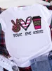 Brand Fashion Women Summer T T-shirt Graphic Shirt Printed Free Spirit Brave Soul Short Sleeve Leopard Love Tshirt Valentine's Day Heart Woman Tee