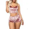 Ensemble de lingerie sexy pour femmes Vêtements de nuit en velours Pyjama Tentation Babydoll Vêtements de nuit Haut et short mignons Pijama Mujer