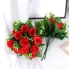 Flores decorativas de 33 cm de seda rosas vermelhas flor artificial para vaso buquê DIY DIY SALA DE LIVERSA DOMENTO DE CEDIMENTO DE CEDIMENTO DE DECORAÇÃO