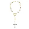 Charm Armband 1pc Religiösa Cross Armband Glass Rosary Jewelry Decor gåva