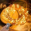 Cordes USB guirlandes lumineuses 5m 10m blanc chaud guirlande lumineuse avec télécommande pour la décoration de fête de noël de mariage