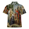 Мужские поло в древне римско-рисовать масляные футболки мужские футболки с футболкой 3D футболка летняя модная топ-стрит.
