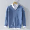 Men's Sweaters Spring Autumn High-quality Cotton Men Pullovers Fit Knitting V-Neck Blaine Plus Size 8508